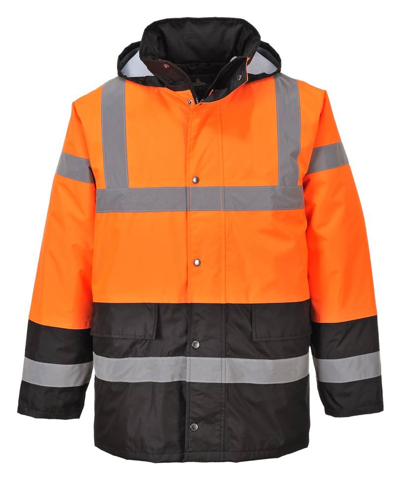 Portwest Zweifarbige Warnschutz-Verkehrs-Jacke, Größe: XXL, Farbe: Orange/Schwarz, S467OBRXXL von Portwest