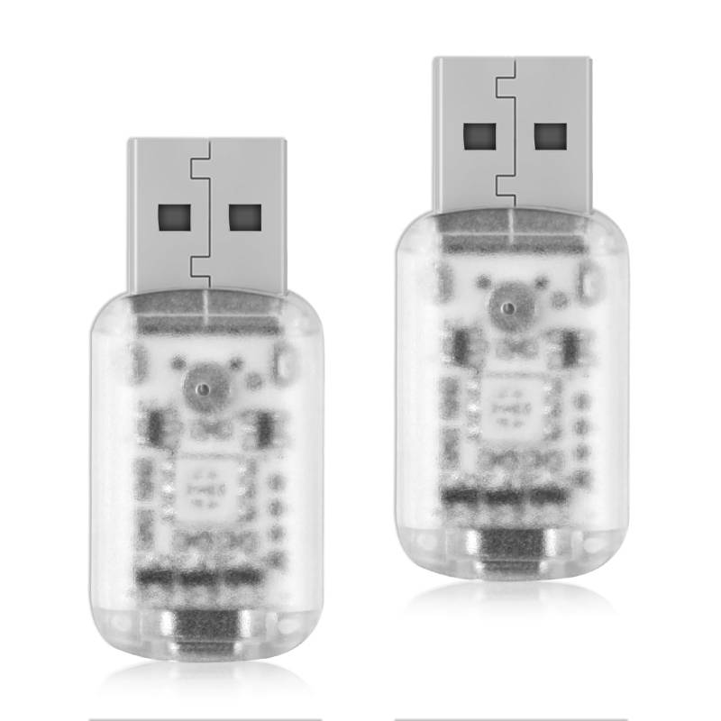 2 Stück Mini-USB-LED-Neonlicht für den Autoinnenraum, 7 Farben einstellbares Atmosphärenlicht, Auto-Innenbeleuchtung, Geeignet für Auto, Laptop, Computer, Heimdekoration von PosyLane
