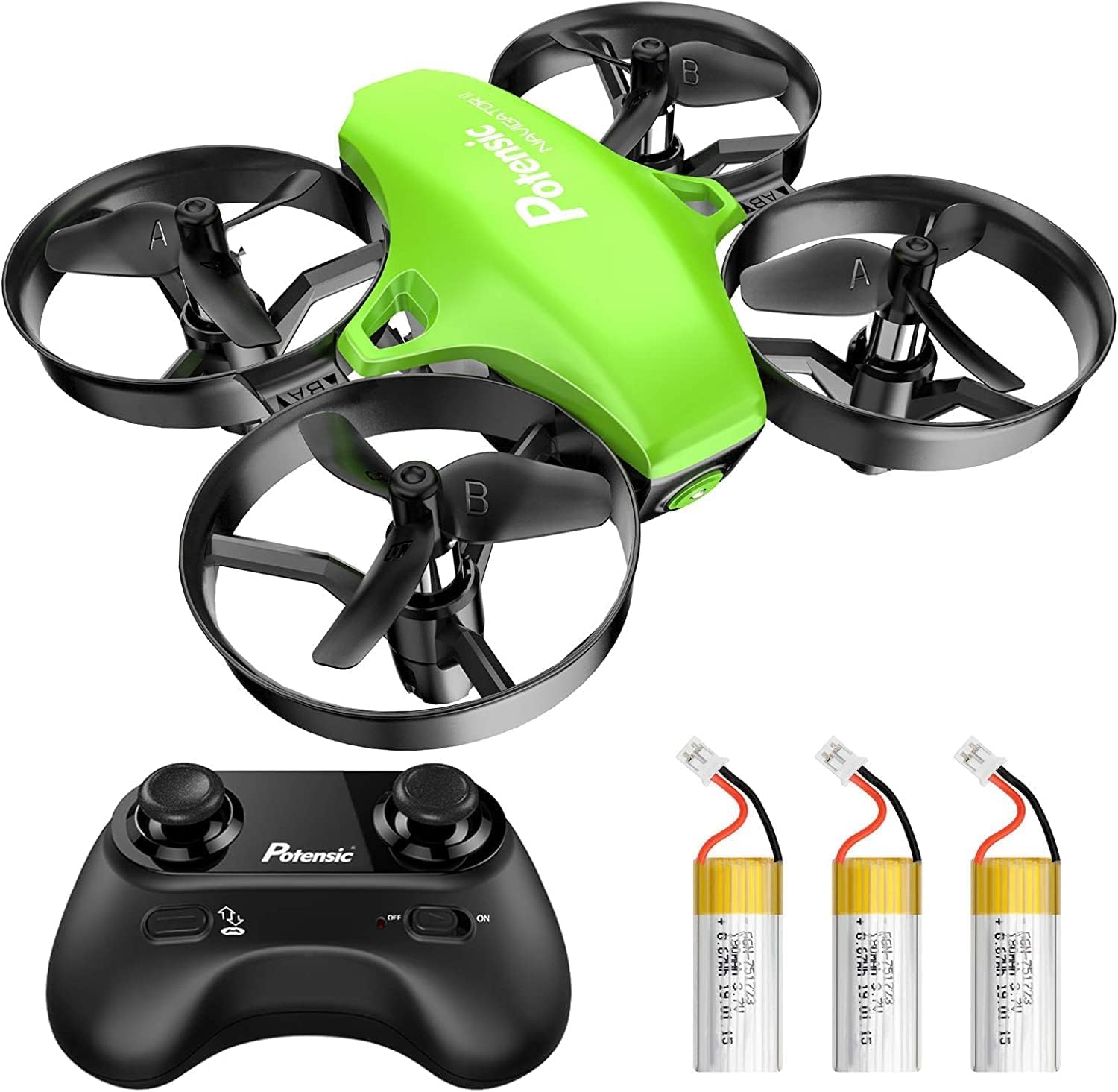 Potensic Mini Drohne für Kinder und Anfänger mit 3 Akkus, RC Quadrocopter, Mini Drone mit Höhenhaltemodus, Start/Landung mit einem Knopfdruck, Kopflos Modus, Spielzeug Drohne Helikopter A20 Grün von Potensic