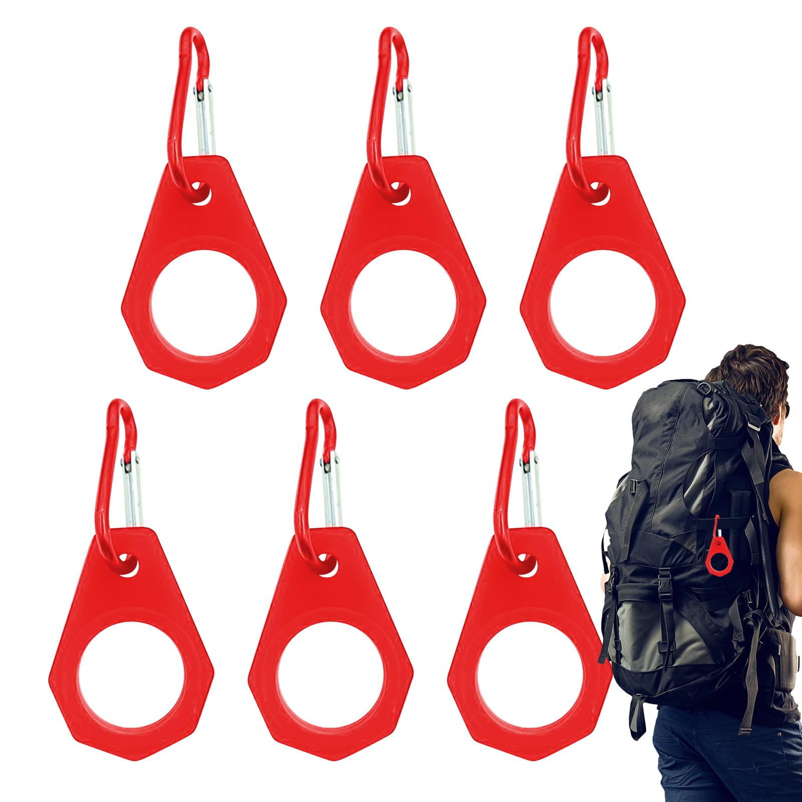 Wasserflaschenschnalle, Wasserflaschenschnalle Clip - Flaschen Carabiner Clip,Set von 6 Silikon -Trinkbehälter, die Schnalle mit Carabiner zum Wandern transportieren Wasserflaschenschnalle, Wasserflaschenschnalle Clip - Flaschen Carabiner Clip,Set von 6 Silikon -Trinkbehälter, die Schnalle mit Carabiner zum Wandern transportieren von Poupangke