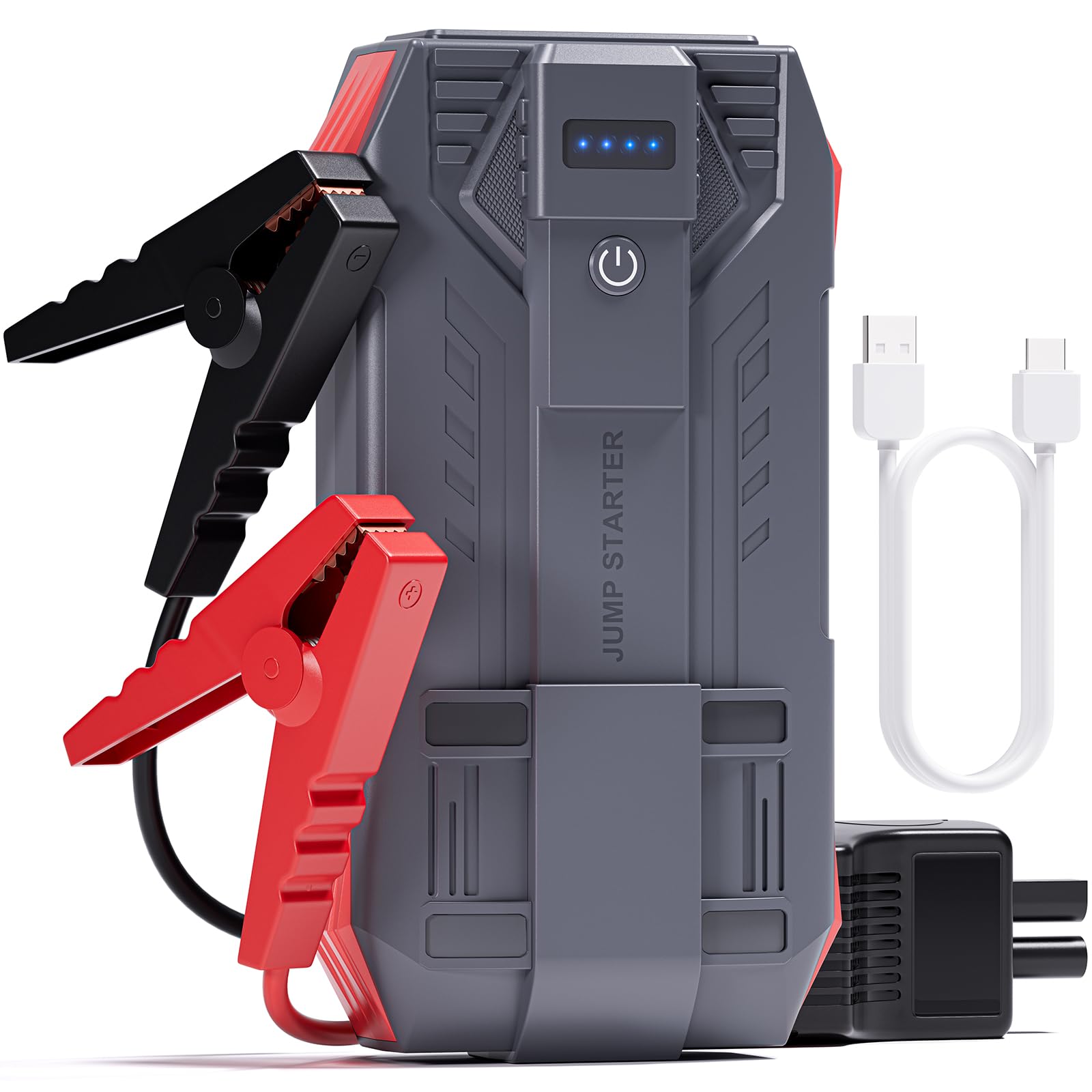 Starthilfe Powerbank, Povasee 20000mAh Starter Powerbank für 12V Fahrzeuge (bis zu 10L Gas/8L Diesel Motor), Portable Jump Starter Auto mit Starthilfekabel und LED-Taschenlampe von Povasee