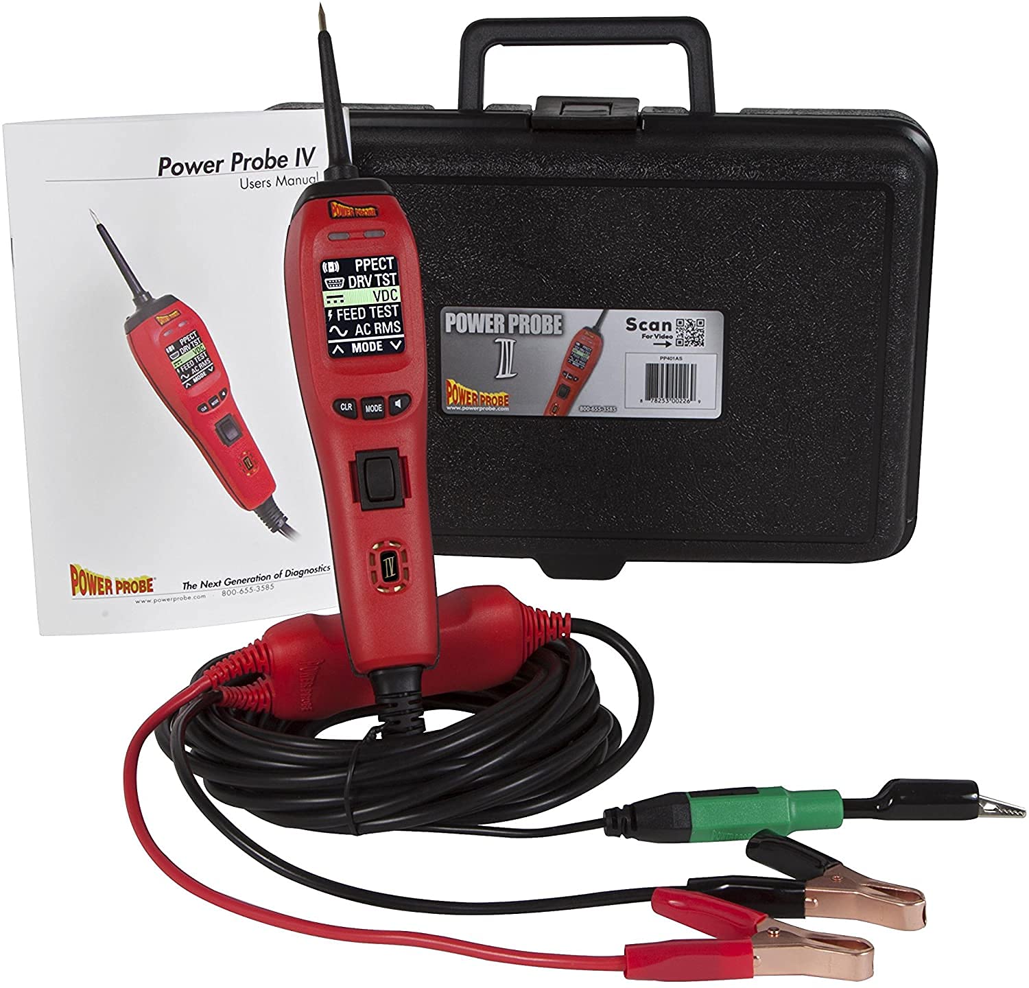 Power Probe IV Fortgeschrittener Diagnose- und Stromkreistester für Fahrzeuge - Einspritzdüsentest, AC/DC RMS Spannung, Peak-Peak, Widerstand, Frequenz, Impulsmodulierter, sicherer ECU-Test von Power Probe