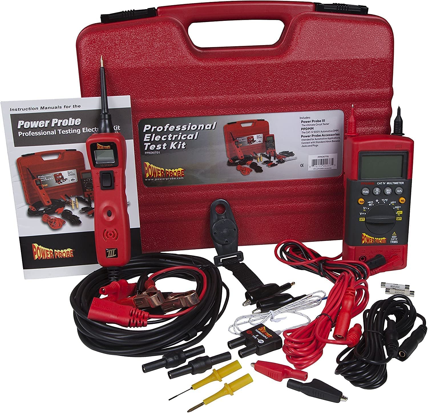 Power Probe PPROKIT01 Kit Elektrischer Schaltkreisprüfer für die Fahrzeugtechnik, enthält Power Probe 3 und Multimeter PPDMM CAT.IV und Zubehör von Power Probe