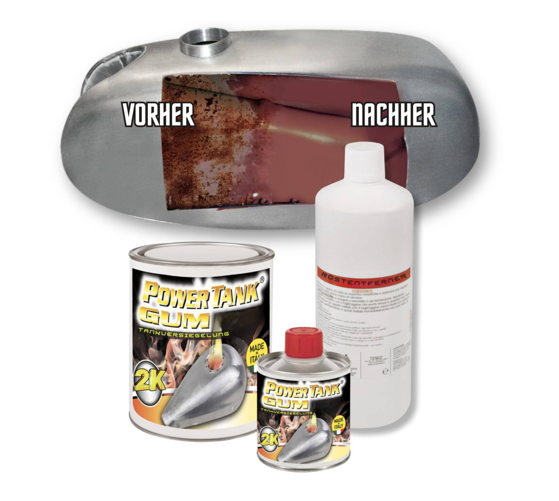 Power Tank Tankversiegelung Motorrad 2k Gum elastischen 700 g Set Tankentroster Innen Versiegelung Tanksanierung Rost Tank Entrosten Und Versiegeln Tankinnenlack Tankbeschichtung Rostlöser Auto Moped Power Tank Tankversiegelung Motorrad 2k Gum elastischen 700 g Set Tankentroster Innen Versiegelung Tanksanierung Rost Tank Entrosten Und Versiegeln Tankinnenlack Tankbeschichtung Rostlöser Auto Moped von Power Tank