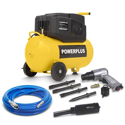 Powerplus Druckluft-Kompressor 180 l/min + Schlauch + Nadelentroster von PowerPlus