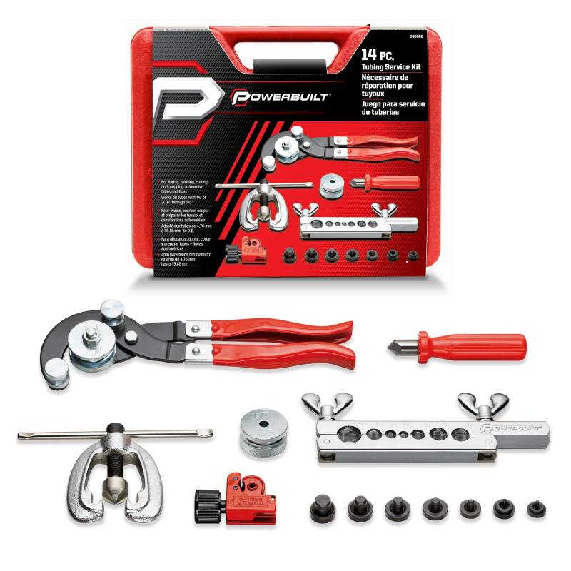 Powerbuilt 948006 14-teiliges Master Tubing Service Kit Rohrschneider, Biegewerkzeug, Bördelwerkzeug, rot Powerbuilt 948006 14-teiliges Master Tubing Service Kit Rohrschneider, Biegewerkzeug, Bördelwerkzeug, rot von Powerbuilt
