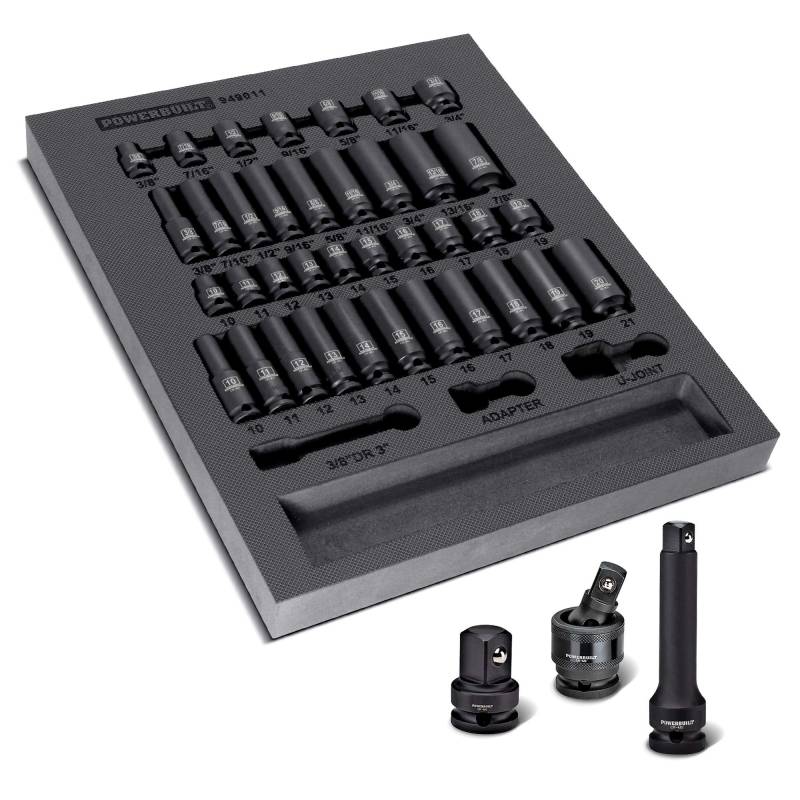 Powerbuilt 949012 63pc 1/2 Dr. Master Impact Socket Set, 1 Pack von Powerbuilt