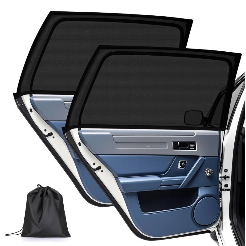Sonnenschutz Auto Baby, Powerole Auto Sonnenschutz für Baby & Kinder (2 Stück) UV-Schutz Seitenscheibe & Autofenster Atmungsaktives Netz gegen Hitze Universal für 95% Fahrzeuge von Powerole