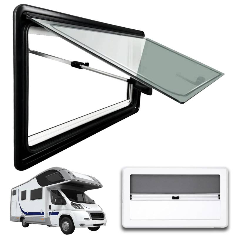 Poxvythb Camper fenster 1000x550 mm Extraleichtes Wohnmobilfenster mit Tönungsfolie – 4-Punkt-Verriegelung – Integrierte Belüftungsklappe + Magnet-Fliegengitter von Poxvythb