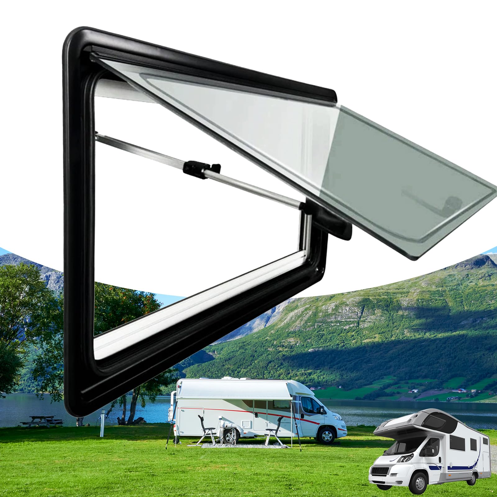 Poxvythb Sicherheits-Klappfenster 800x600 mm Wohnwagen Seitenfenster mit bruchsicherem Acrylglas – Einhandbedienung, Schlagregendicht – Inklusive Verdunkelungsrollo & Insektenschutz Poxvythb Sicherheits-Klappfenster 800x600 mm Wohnwagen Seitenfenster mit bruchsicherem Acrylglas – Einhandbedienung, Schlagregendicht – Inklusive Verdunkelungsrollo & Insektenschutz von Poxvythb