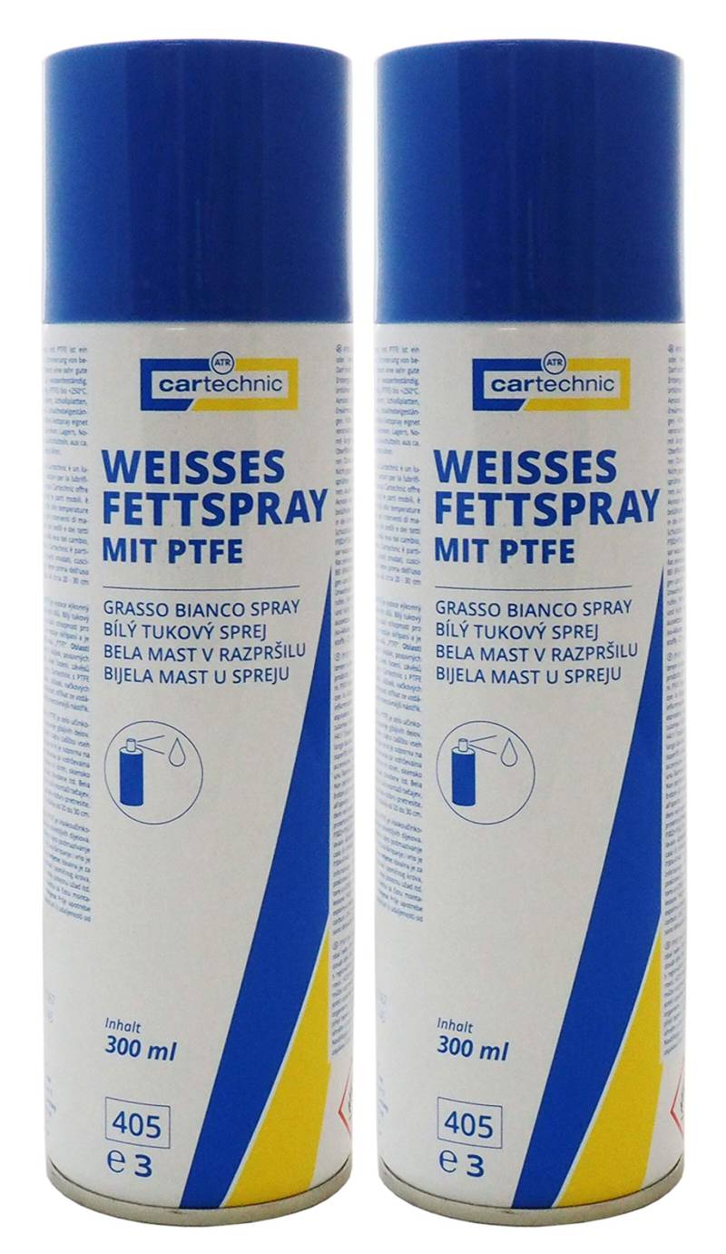 2x cartechnic Weißes Fettspray mit PTFE 300ml, Schmierfett Lagerfett Gelenkfett von Preisjubel