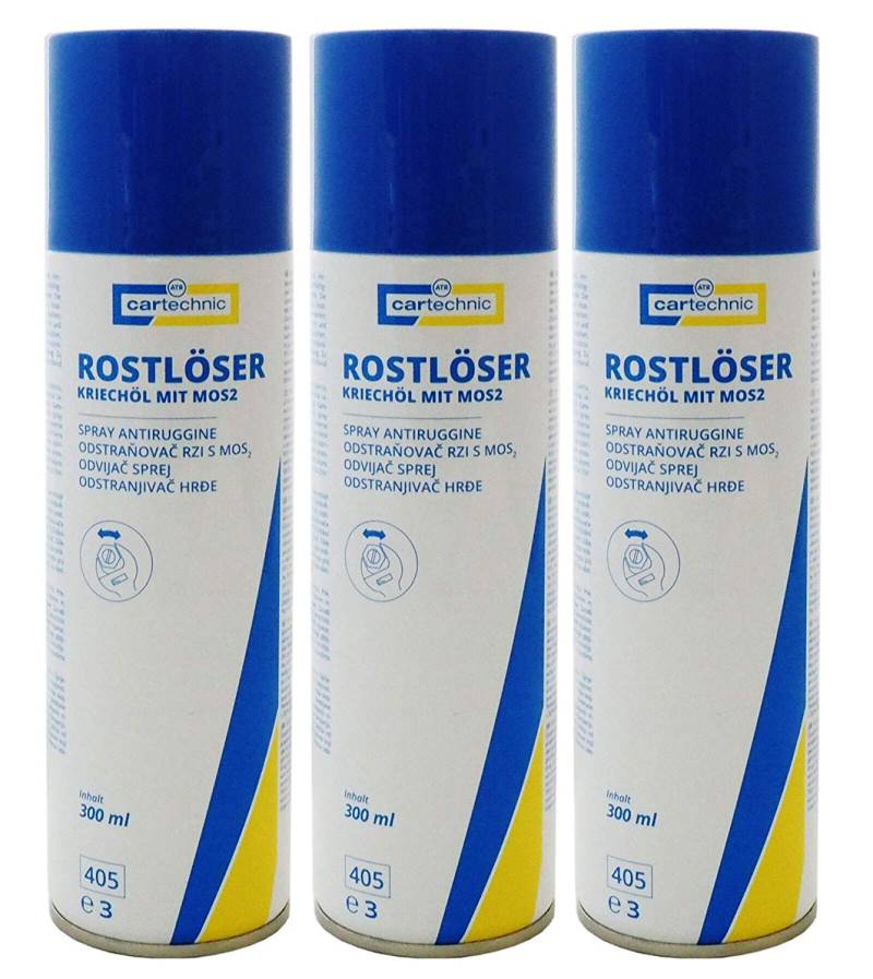 6x cartechnic Rostlöser Spray 300ml, Kriechöl mit MOS2, Korrosionsschutz von Preisjubel