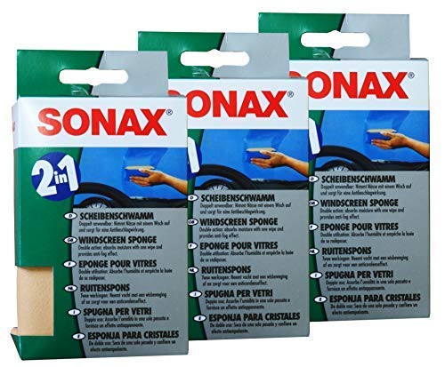 Preisjubel 3 x SONAX Scheibenschwamm 2in1, Anti-Beschlag, Fenster-Schwamm, Glas-Reinigung von Preisjubel