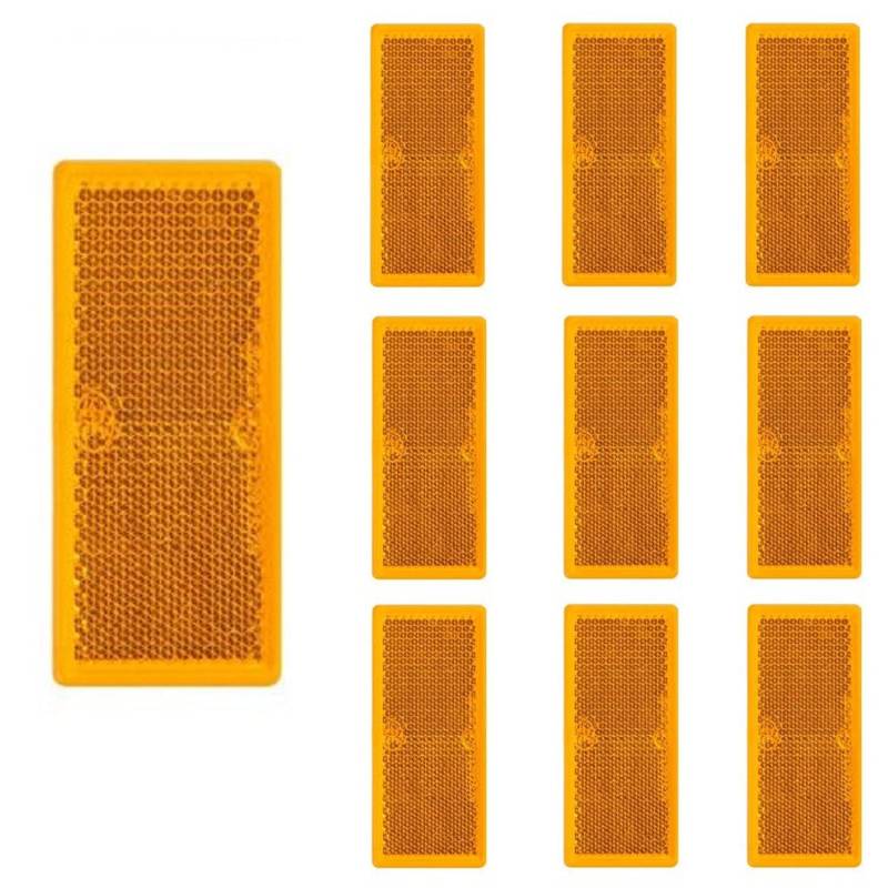 10 x Reflektor Orange klebend Rückstrahler Seitenstrahler Anhänger 82 x 36mm von Preiswert&Gut