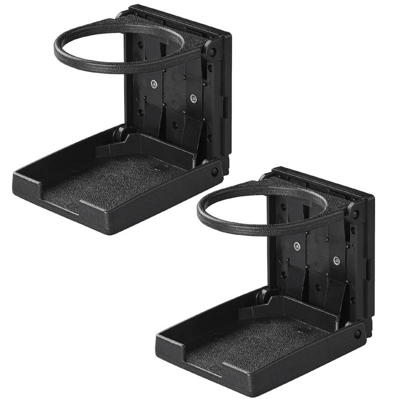 Preiswert&Gut 2X Getränkehalter Auto und Flaschenhalter – Kompakter Becherhalter, passt für Flaschen bis Ø 7,5 cm und Getränkedosen Aufgeklappt 9x9x9 cm Farbe Schwarz von Preiswert & Gut