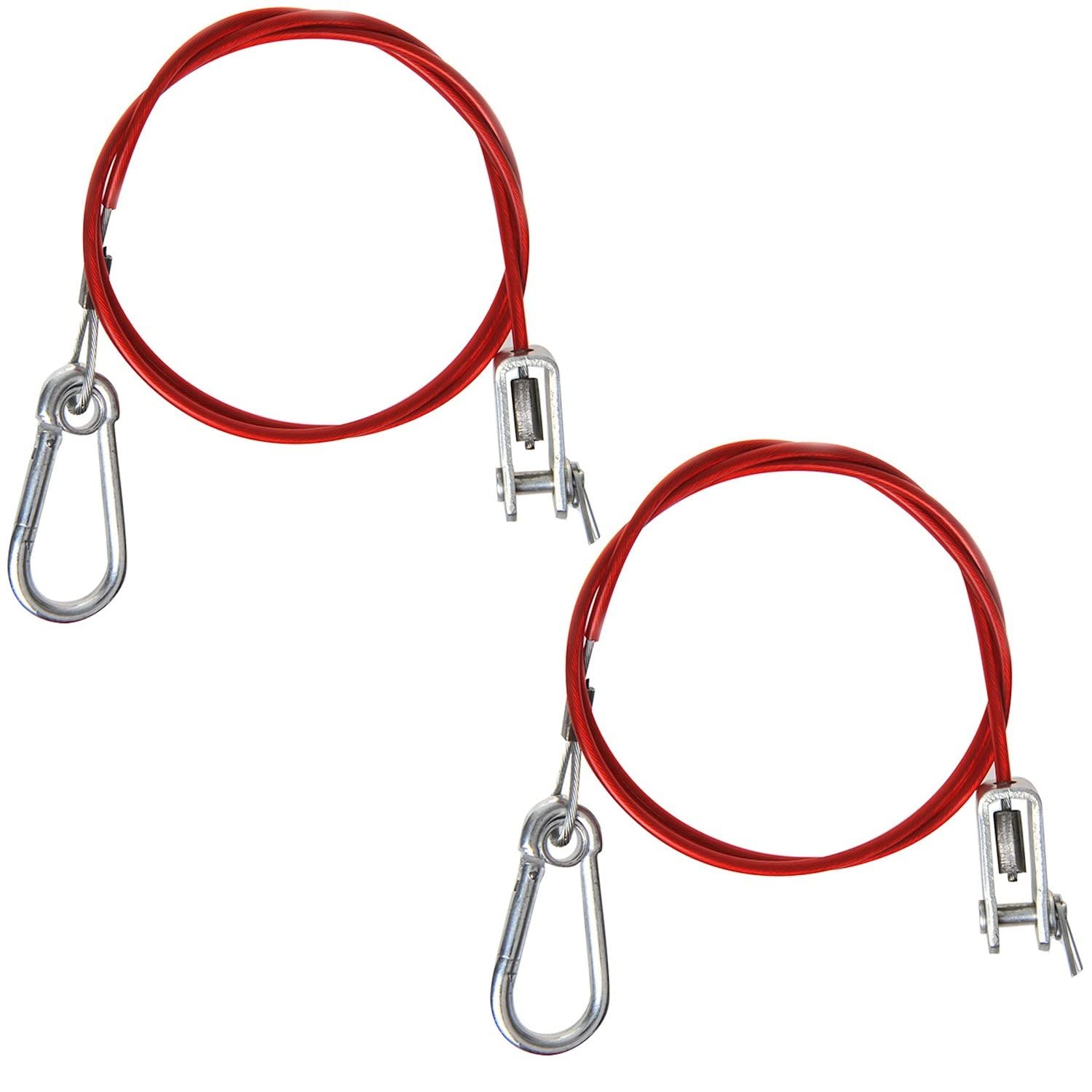 Preiswert&Gut 2X Abreißseil mit Gabelkopf und Karabiner – Sicherungsseil für den Anhänger und Wohnwagen, Fangseil hat eine Länge von ca. 100 cm Abreissseil in der Farbe Rot von Preiswert&Gut