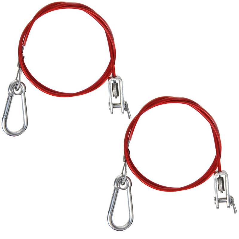 Preiswert&Gut 2X Abreißseil mit Gabelkopf und Karabiner – Sicherungsseil für den Anhänger und Wohnwagen, Fangseil hat eine Länge von ca. 100 cm Abreissseil in der Farbe Rot von Preiswert&Gut