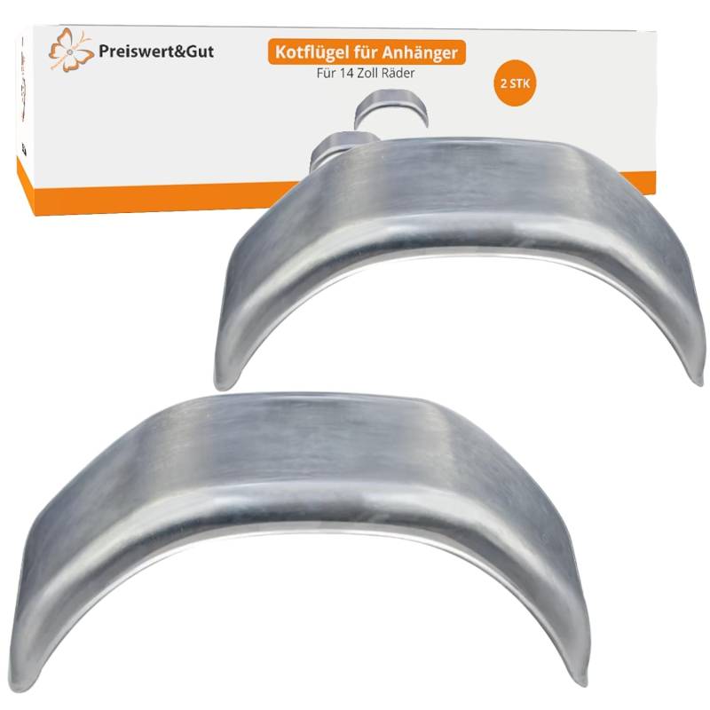 Preiswert&Gut 2 x Anhänger Kotflügel 750x200x350 mm eckig Schutzblech geeignet für 14 Zoll Rad, für z.B.: Anhänger, Pferdeanhänger - Sendzimir-verzinkt Stahlblech 1 mm - Stoßfest - Modell 2075 von Preiswert&Gut