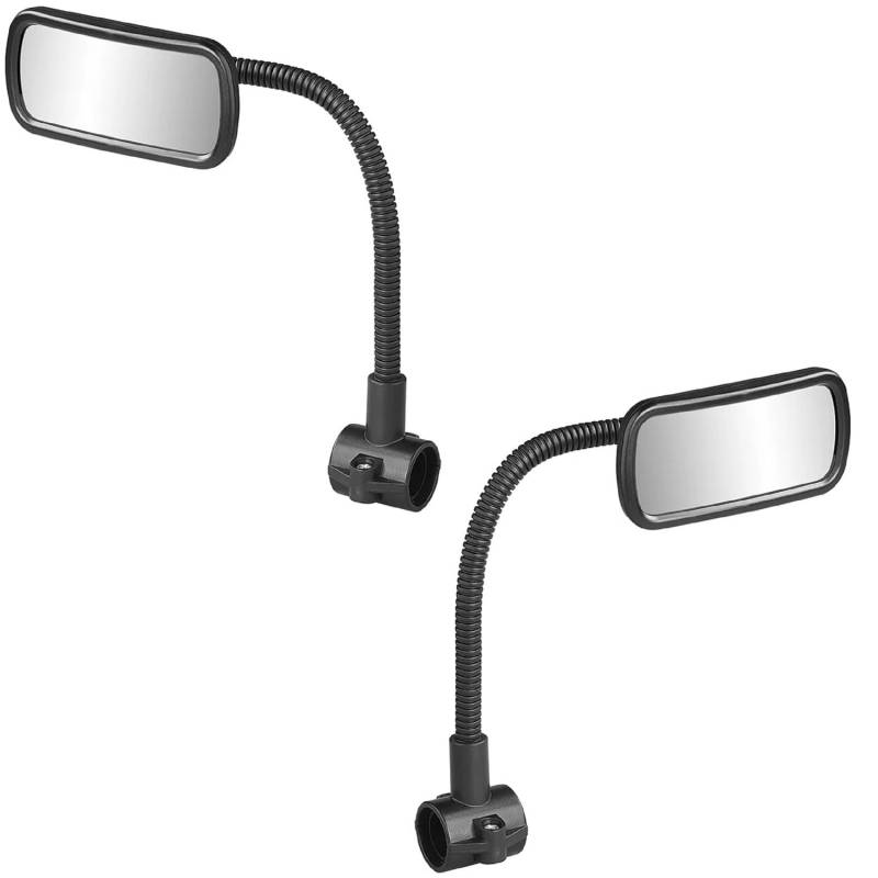 Preiswert&Gut 2 x Fahrradspiegel - Fahrrad Rückspiegel - für mehr Sicherheit – mit Flexarm 22 cm, konvexer Spiegel, Rohrschelle Ø27 mm, für rechts und links montierbar, schützt den Fahrradrahmen von Preiswert & Gut