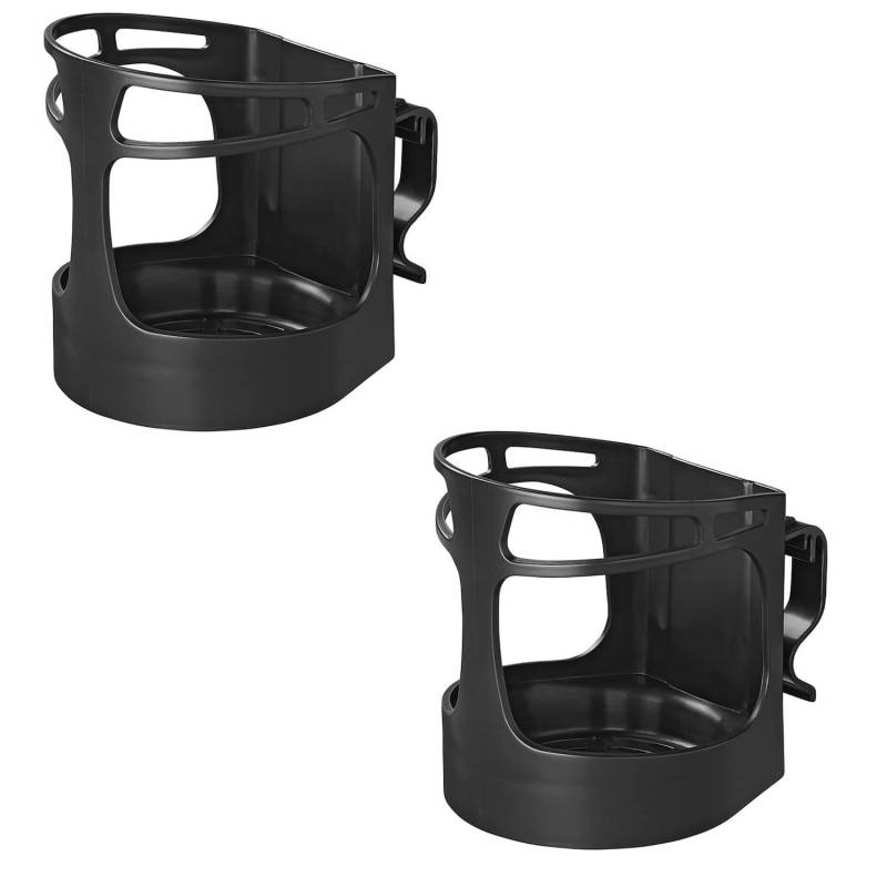Preiswert&Gut 2 x Getränkehalter in schwarz 12,8 x 8,7 x 12,1cm mit flexiblen Befestigungswinke – Universeller Flaschenhalter bis zu 1,5L – Becherhalter für zb. Boot oder Auto von Preiswert & Gut