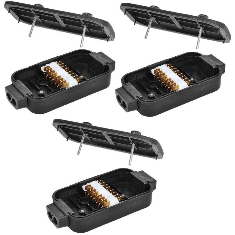 Preiswert&Gut 3X Verteilerdose 150x40x75 mm mit Schraubdeckel für 8x4-polige Steckerverbindung – Kabelanschlusskasten für KFZ als Sicherungskasten spritzwassergeschützt Verteilerkasten von Preiswert & Gut