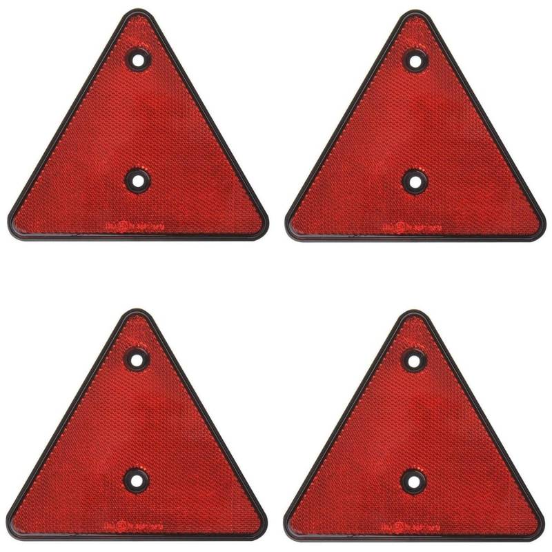 Preiswert&Gut 4 x Dreiecksreflektoren mit schwarzem Rand ca. 162 mm x 142 mm E20 Lochabstand ca. 70 mm – Reflektoren für Anhänger Rückstrahler Katzenaugen von Preiswert & Gut