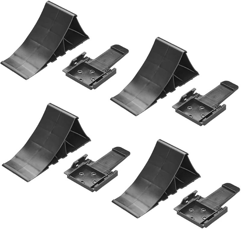 Preiswert&Gut 4x Unterlegkeil Auto Schwarz, Stark & Robustes Set zum Ausgleichen von Wohnwagen, Wohnmobilen, Pkw-Anhängern & Bootsanhängern – Max. Achslast 1600 kg mit Halterung für sicheren Stand von Preiswert & Gut