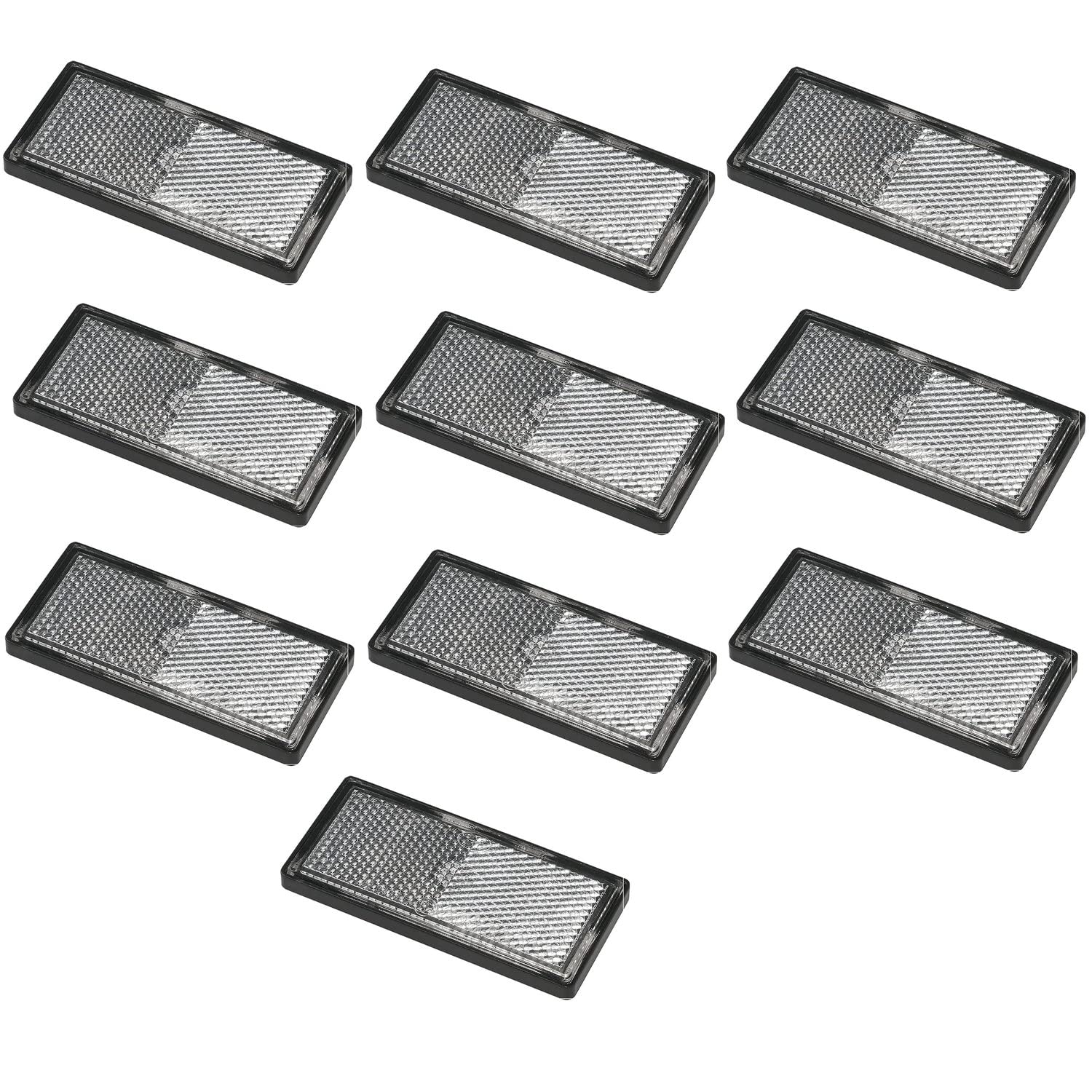 Preiswert&Gut 10x Reflektor Silber Rechteck - E4, 85 x 39 mm, Rückstrahler für Anhänger, mit Klebeseite, Katzenaugen, Reflektoren für bessere Sichtbarkeit von Preiswert&Gut