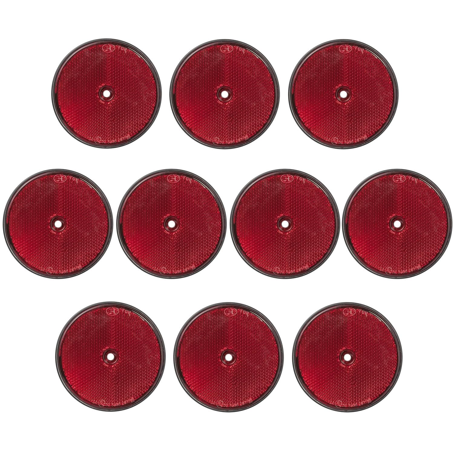 Preiswert&Gut 10 x Anhänger Reflektoren – Rund Ø 85 mm, Rot, E3 – Reflektor für Anhänger mit 5 mm Loch – Hohe Sichtbarkeit & einfache Montage, zum Schrauben Preiswert&Gut 10 x Anhänger Reflektoren – Rund Ø 85 mm, Rot, E3 – Reflektor für Anhänger mit 5 mm Loch – Hohe Sichtbarkeit & einfache Montage, zum Schrauben von Preiswert&Gut