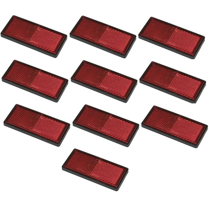 Preiswert&Gut 10x Rechteck-Reflektoren E4, Reflektor Rot, Abmessungen ca. 85 x 39 mm, mit Klebeseite auf der Rückseite – Ideal für Fahrzeuge, Fahrrad, Anhänger und mehr von Preiswert&Gut