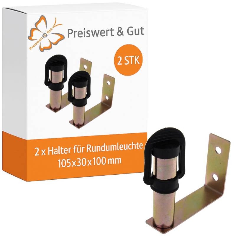 Preiswert & Gut 2x Halter für Rundumleuchte rechtwinklig 105x30x100mm – Rundumleuchten-Halterung Metallalterung für Warnleuchte Inklusive Gummikappe, Rundumkennleuchten von Preiswert & Gut