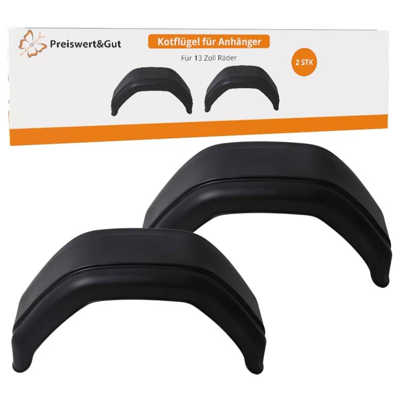 Preiswert&Gut 2 x Kotflügel für Anhänger, 13 Zoll – (2066) – Robustes Kunststoffmaterial, Maße 660mm x 200mm x 330mm, einfache Montage, ideal für Autoanhänger und Pferdeanhänger von Preiswert & Gut