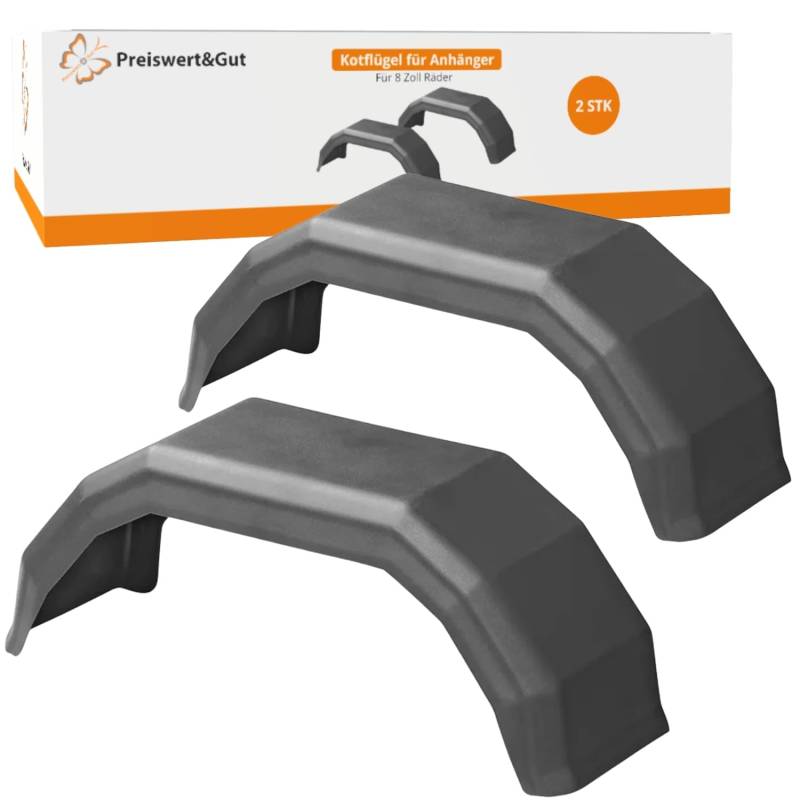 Preiswert&Gut 2 x Kotflügel Anhänger 8 Zoll Kunststoff 510x190x152mm Schutzblech Schmutzfänger von Preiswert & Gut
