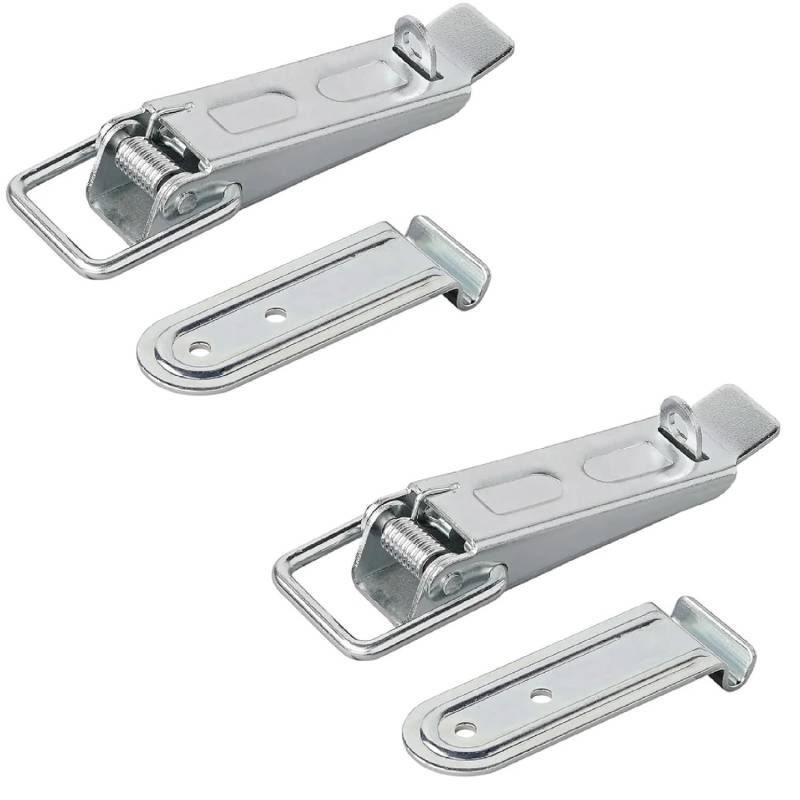 Preiswert&Gut 2X Spannverschluss verzinkt – Kistenverschluss Montageplatte mit 2 Schraubenlöchern max. Belastbarkeit 200 kg, robuster Kniehebelspanner für Kistenverschluss von Preiswert & Gut