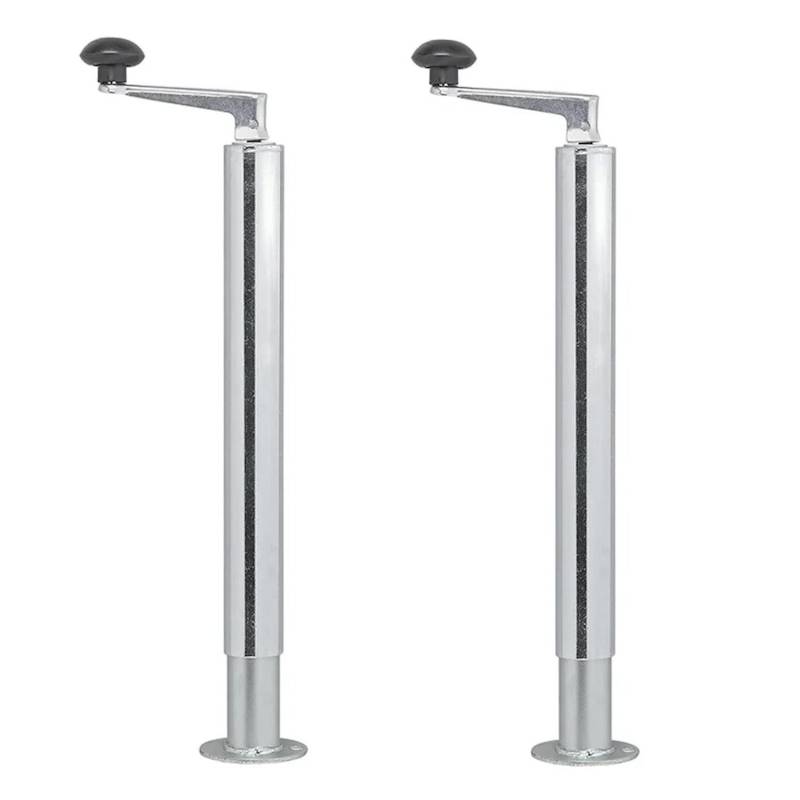 Preiswert&Gut 2X Anhängerstützen bis je 300 kg - Abstellstützen für Schwerlast 400-650 mm, Rohrstützen für Pkw-Anhänger mit Ø 48mm in Silber Stützen mit Handkurbel von Preiswert & Gut