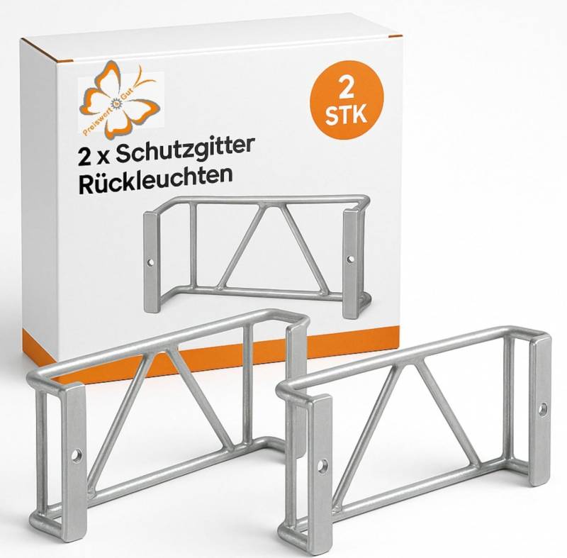 Preiswert&Gut 2X Schutzgitter für Rückleuchten – Robustes Lampenschutzgitter aus Stahl für den Anhänger mit den Maßen 270 x 132 x 68 mm - Sicherer Schutz für Rückleuchte von Preiswert & Gut