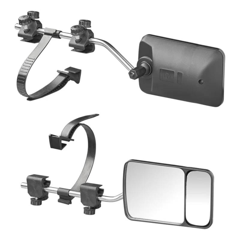 Preiswert&Gut 2er-Set Universal Wohnwagenspiegel Auto (E-Typ) für links und rechts, 44x11x16 cm – Zusatzspiegel Außenspiegel mit 2 Clips und Gummiband, inkl. Toter-Winkel-Spiegel von Preiswert&Gut