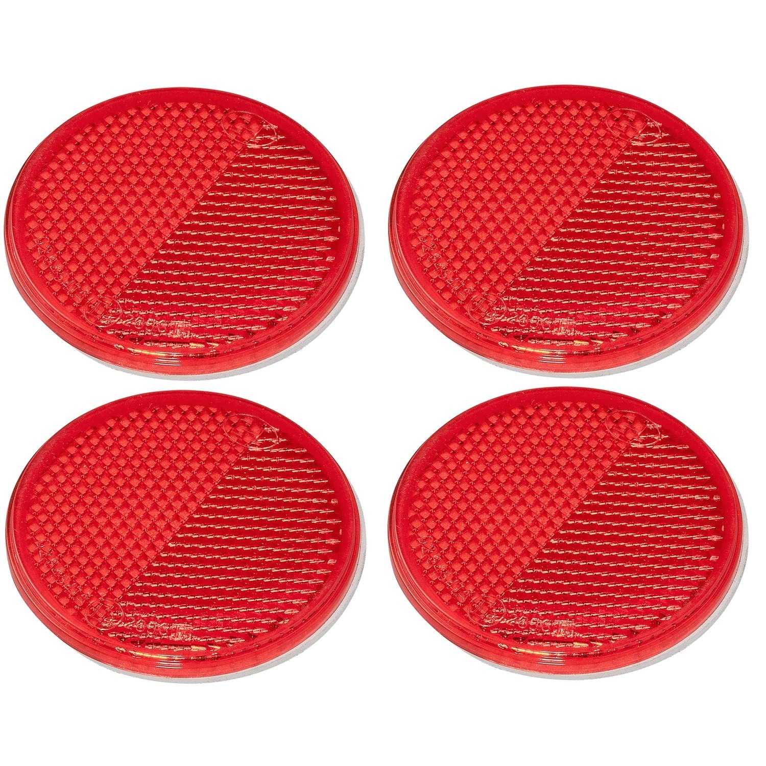 Preiswert&Gut 4 x Reflektor Rot selbstklebend rund Ø55 Anhänger Seitenstrahler Rückstrahler von Preiswert&Gut