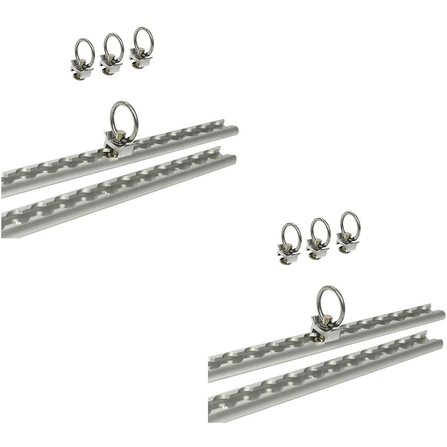 Preiswert&Gut 4X Verzurrschiene 60cm für Anhänger und LKW Airlineschienen und Zurrschienen für Ladungssicherung inklusive 8X Fitting Zurrösen mit Ring Ankerschiene und Befestigungsschiene von Preiswert&Gut