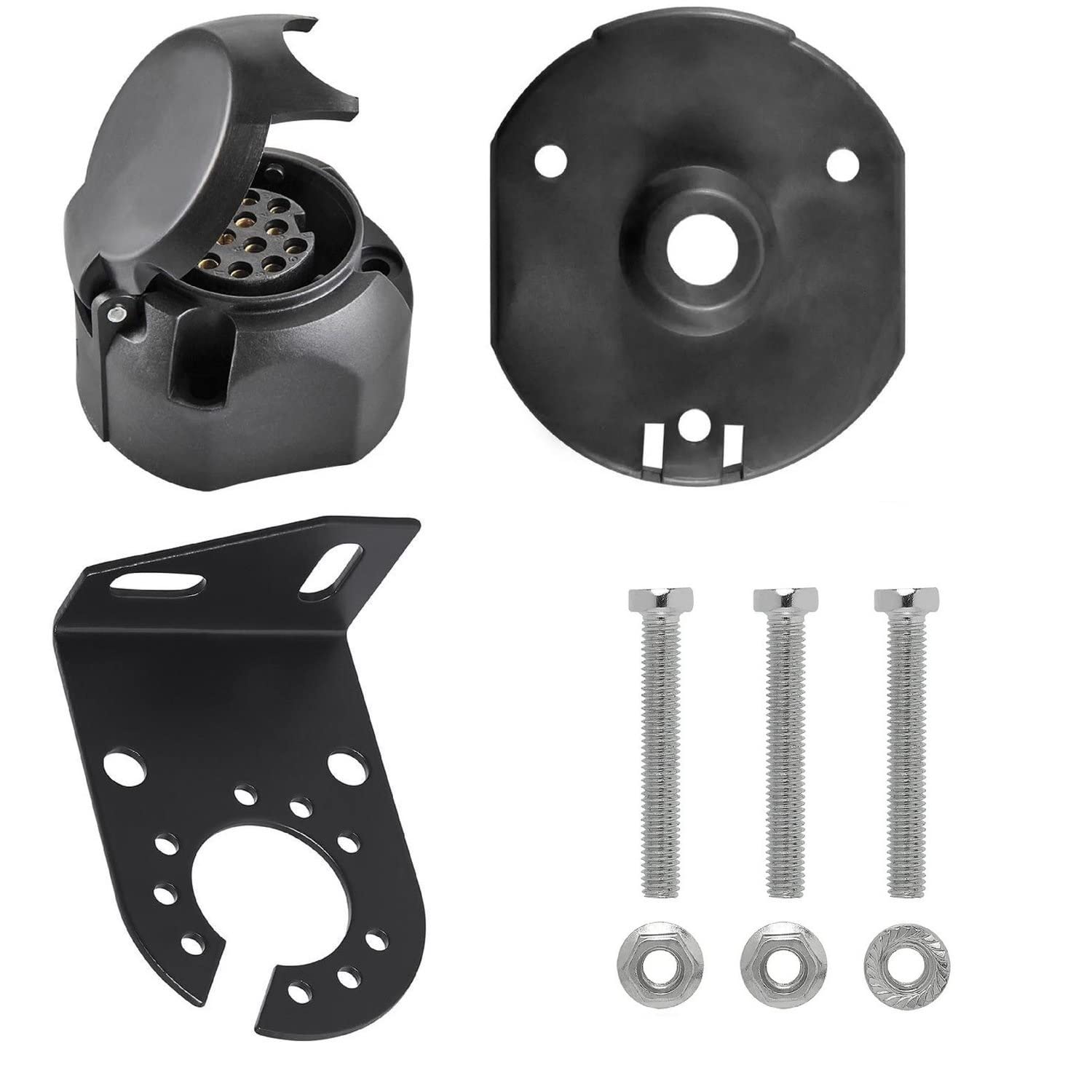 Preiswert&Gut Anhänger Steckdose 13 polig in Schwarz mit Steckdosenhalterung Inklusive Schrauben und Dichtung 12V Anhängersteckdose Halterung Kabel Zubehör PKW AHK mit PVC System Preiswert&Gut Anhänger Steckdose 13 polig in Schwarz mit Steckdosenhalterung Inklusive Schrauben und Dichtung 12V Anhängersteckdose Halterung Kabel Zubehör PKW AHK mit PVC System von Preiswert & Gut