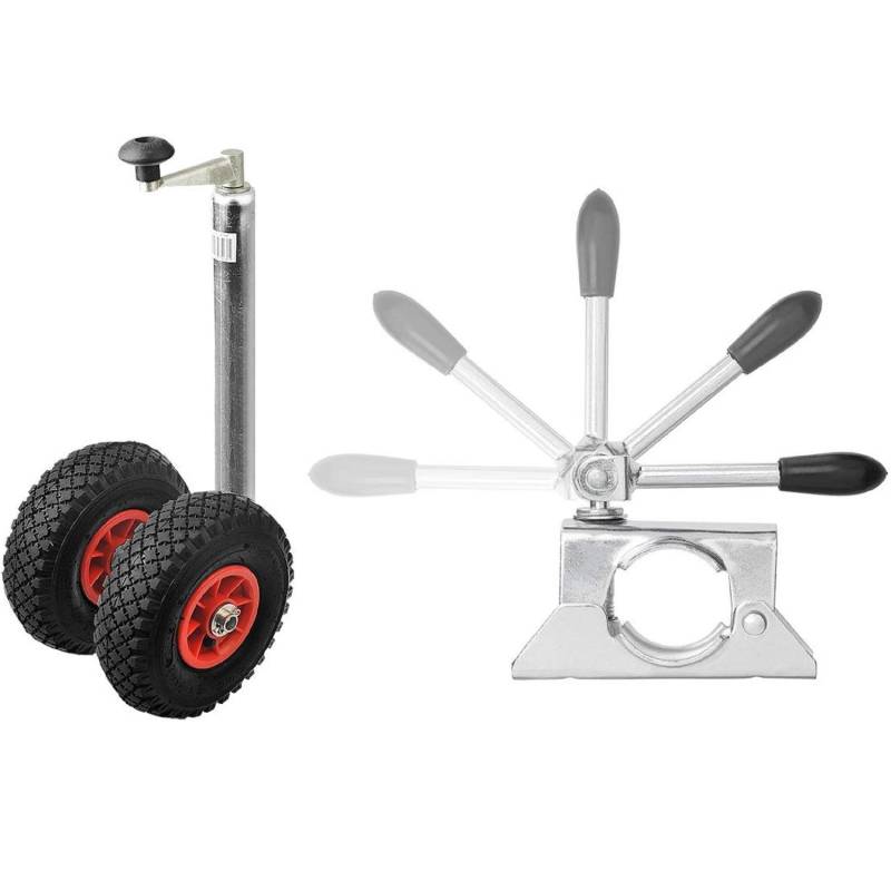 Preiswert&Gut Stützrad Anhänger mit Klemmhalter - Deichselrad Anhänger 260x85mm Kunststofffelge mit Luftreifen, bis 300 KG statisch, bis 180 KG dynamisch 48 mm von Preiswert&Gut