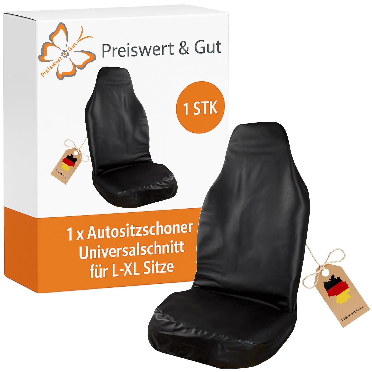 Preiswert&Gut Schonbezug Autositz Vorne - hochwertiges Kunstleder - Ölbeständig & Wasserdicht - Sitzbezug Auto Vordersitze mit Umkettelung - Werkstatt oder Sitzbezug- Schutz - Befestigung Gummizug Preiswert&Gut Schonbezug Autositz Vorne - hochwertiges Kunstleder - Ölbeständig & Wasserdicht - Sitzbezug Auto Vordersitze mit Umkettelung - Werkstatt oder Sitzbezug- Schutz - Befestigung Gummizug von Preiswert & Gut