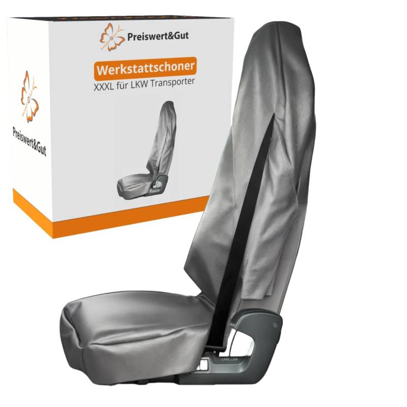 Preiswert&Gut Autositz Autositzschoner XXXL - Sitzschoner strapazierfähige und abwaschbar - Werkstattschoner Gurtschlitz - Schonbezug passend für LKW, Transporter von Preiswert&Gut