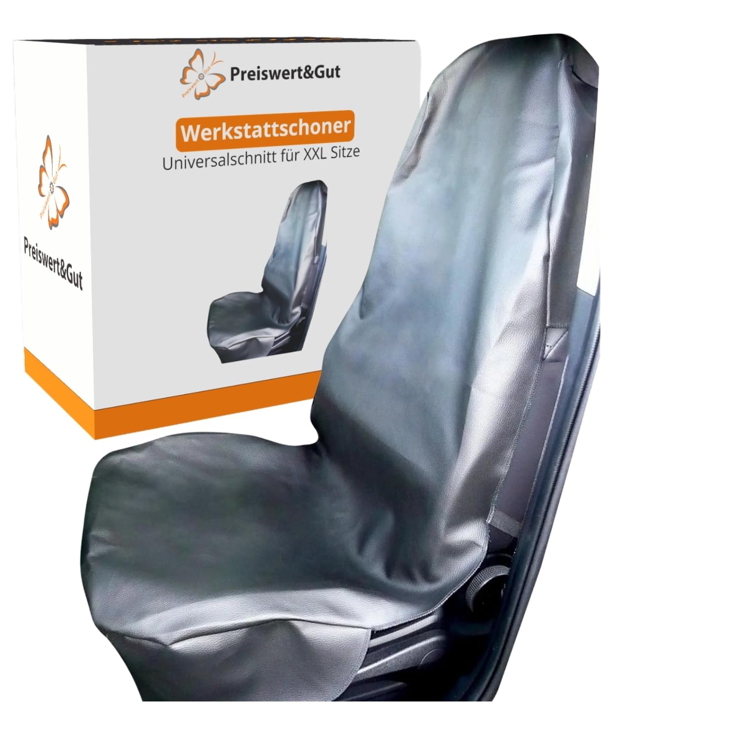 Preiswert&Gut Kunstleder Sitzbezug für Autos XXL - Universelle, strapazierfähige Schonbezüge in Schwarz, leicht zu reinigen - Perfekter Schutz und Stil fürs Fahrzeug Autositzschoner Werkstattschoner von Preiswert&Gut