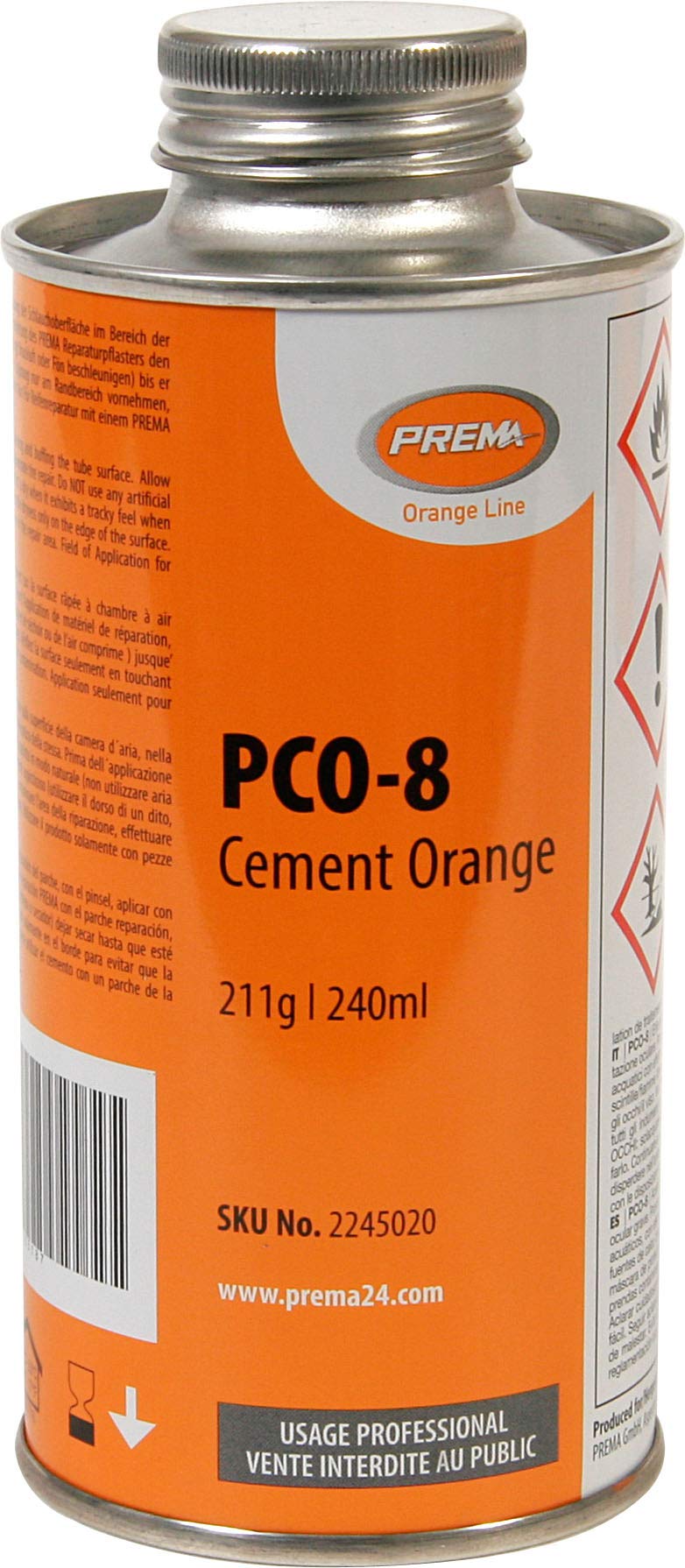 Prema Orange Line PCO-8 Vulkanisierzement 240 ml (inkl. Spezialpinsel) von Prema