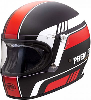 Premier Trophy BL, Integralhelm - Matt Schwarz/Rot/Weiß - M von Premier