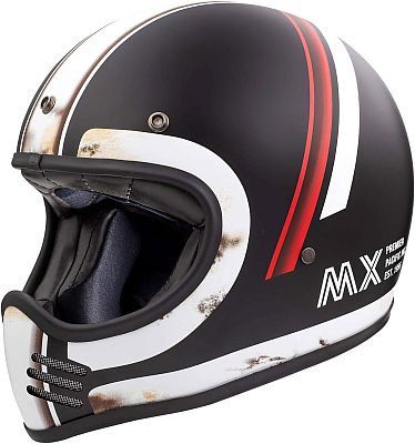 Premier Trophy MX DO O.S., Integralhelm - Matt Schwarz/Weiß/Rot - XS von Premier