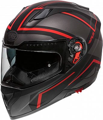 Premier Vyrus ND, Integralhelm - Matt Schwarz/Dunkelgrau/Rot - XS von Premier