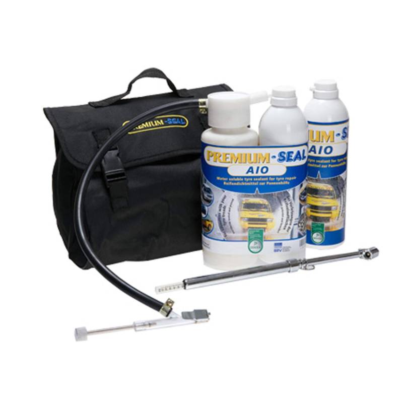 Premium-Seal Reifenpannenset AIO 700ml, Reifendichtmittel für SUV, Camper, Transporter Reifen bis 5 bar,Single-Bereifung von Premium Seal