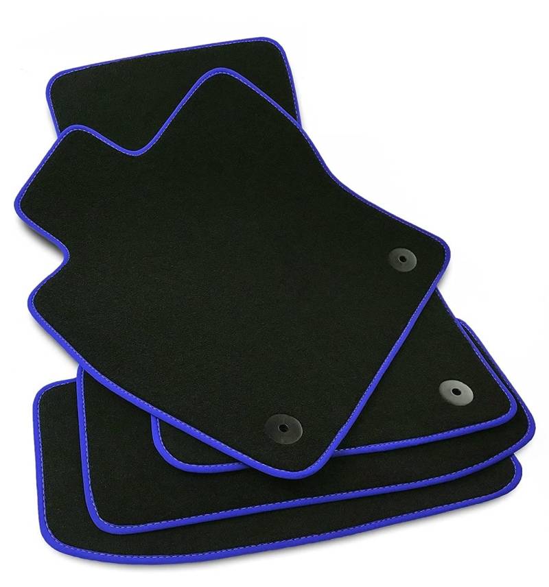 Premium Fußmatten für Seat Leon 3 5F Velours SCHWARZ Nubuk-Band Blau Automatten NEU von Premium